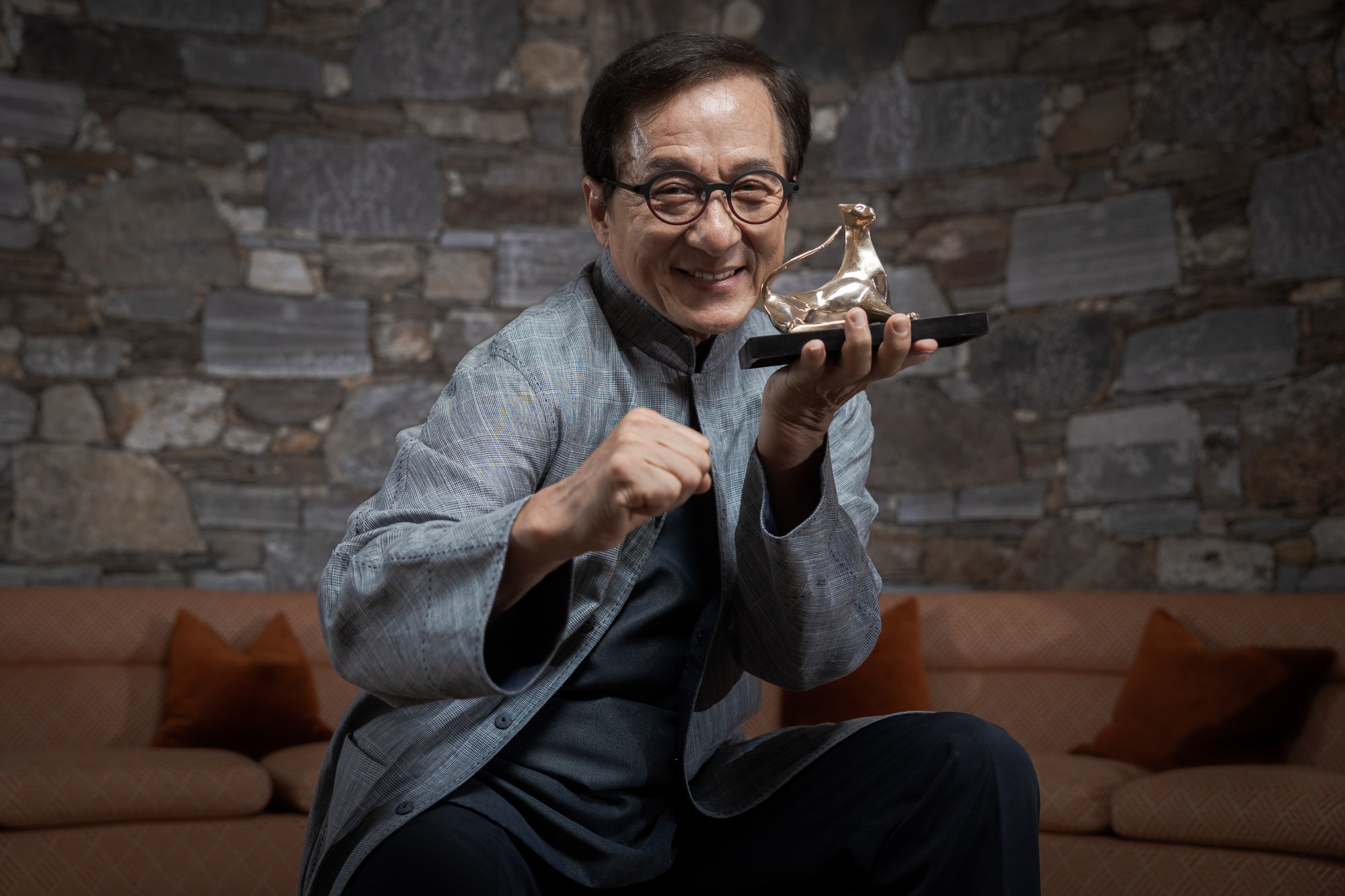 Jackie Chan with the Locarno Career Leopard