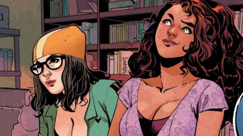 Scarlet Witch in her bookstore in Marvel Comics