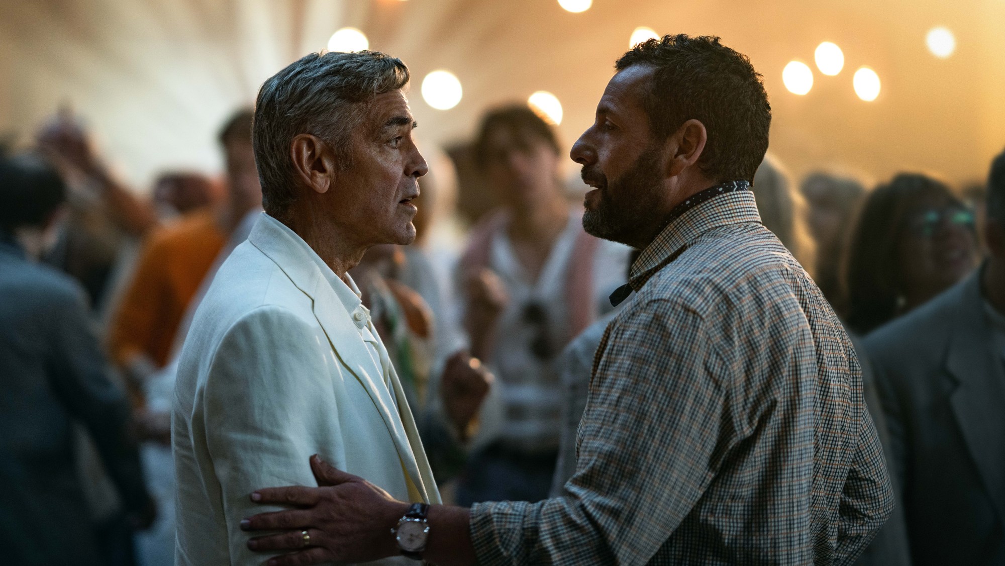 George Clooney (left) as Jay Kelly and Adam Sandler as Ron Sukenick in 'Jay Kelly.'