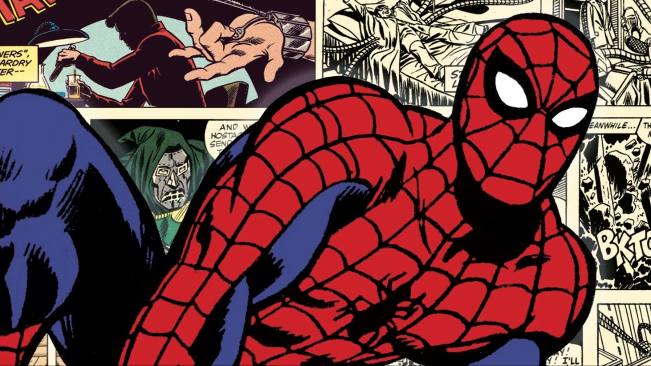 Artwork for the slipcases of Clover Press' upcoming paperback collections of The Amazing Spider-Man Newspaper Strip.