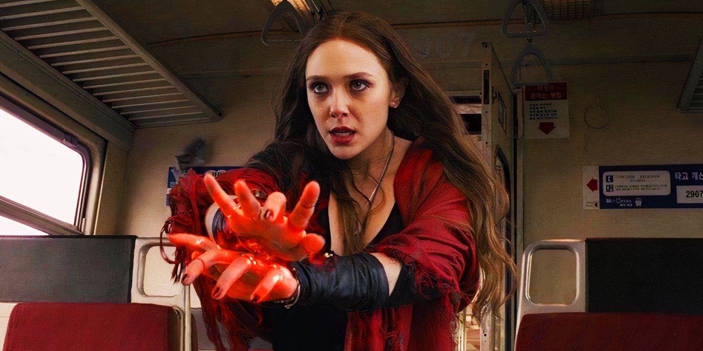 Wanda Maximoff fighting Ultron