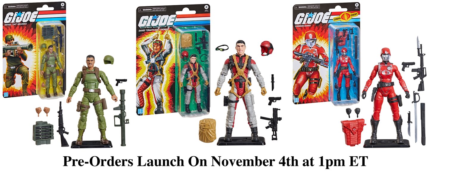 G.I. Joe Classified Retro Cardback Wave Official Images - Zap, Crazylegs, Female Crimson Guard