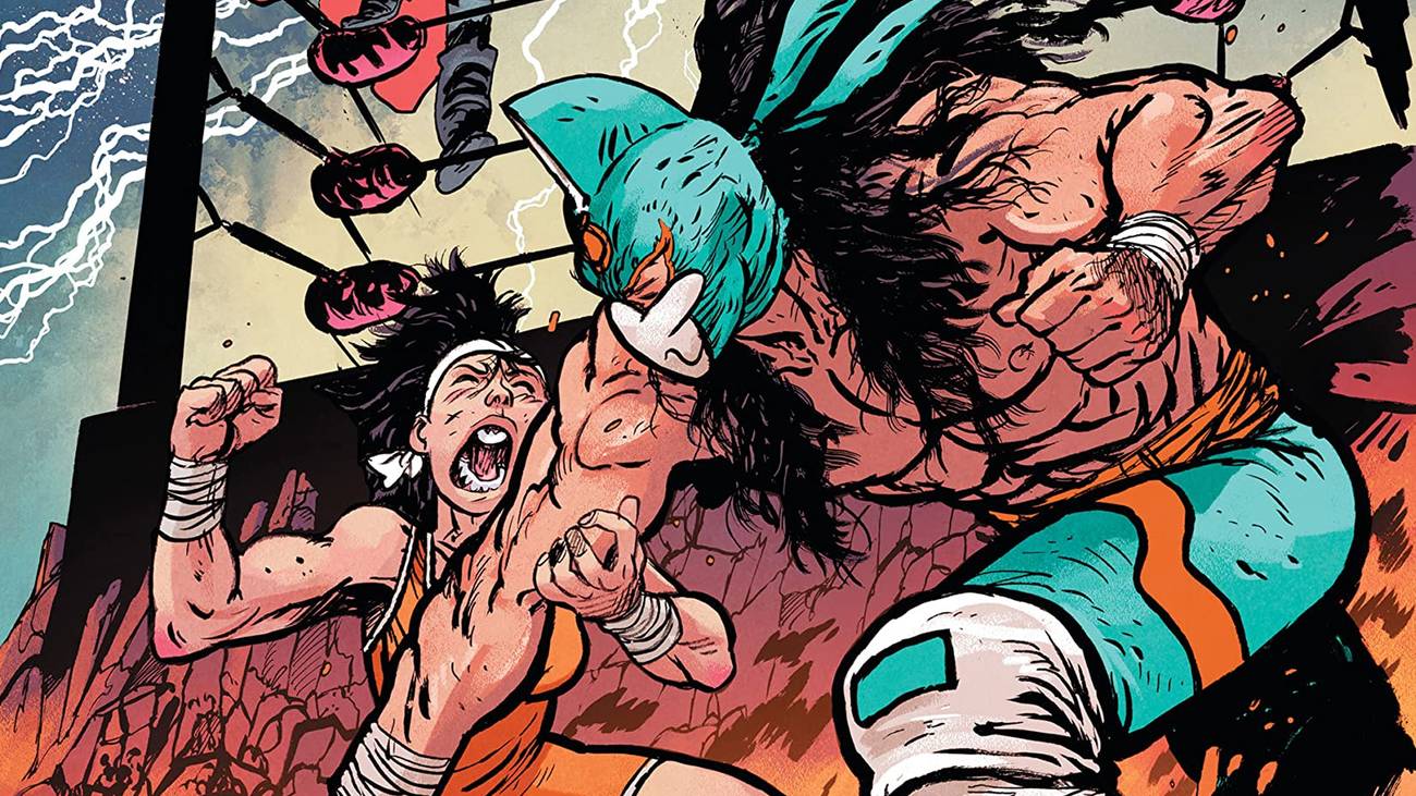 Lona Steel Rose fighting Cobrasun on the cover to Do a Powerbomb 2