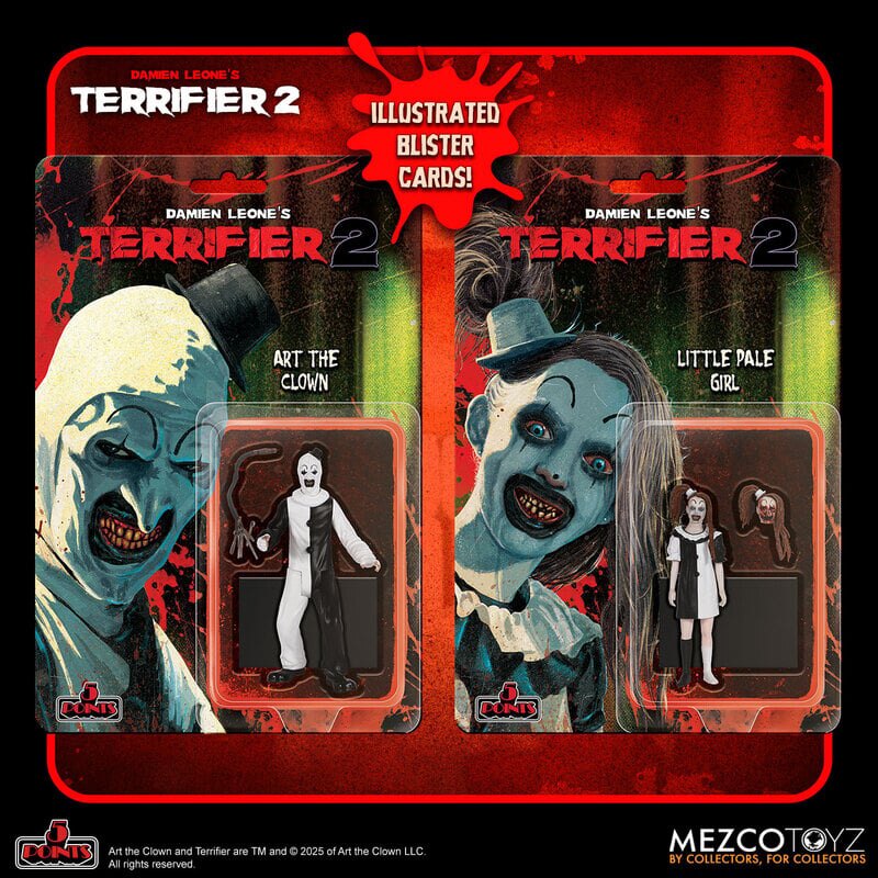 Pre-Order Alert: Mezco Toyz 5 Points Terrifier Set Featuring Art The Clown and The Little Pale Girl