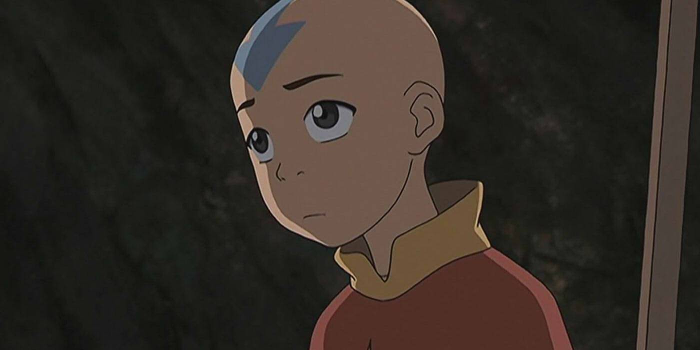 Aang looking somber in Avatar: The Last Airbender, 'Serpent's Pass.'