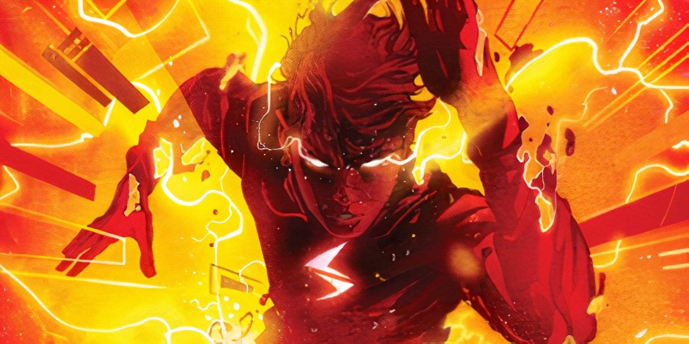 Wally West runs as The Flash in the Absolute Universe.