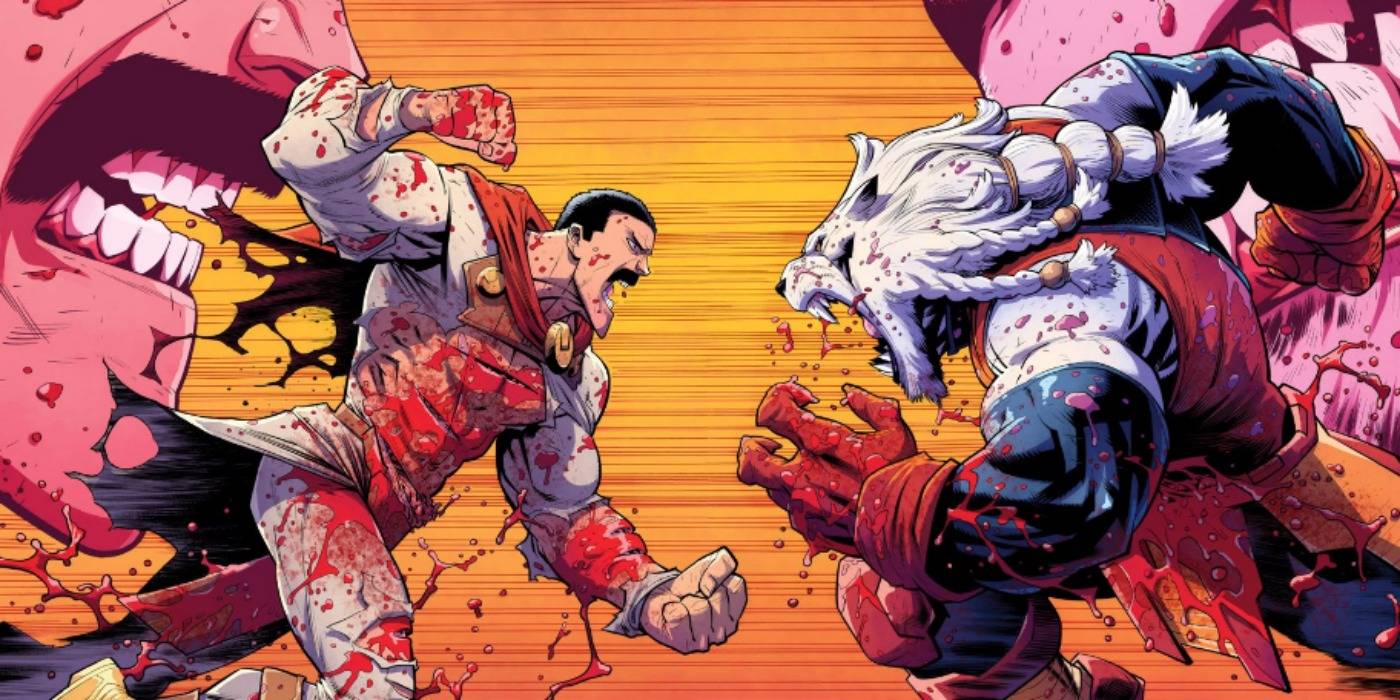 Thragg and Battle Beast in their final battle from Invincible.