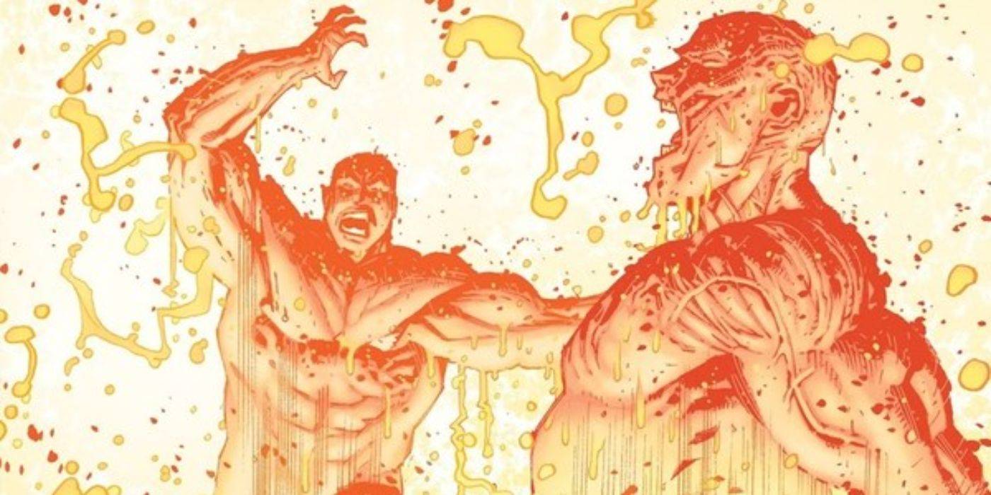 Invincible and Thragg are burned during their fight in the sun.