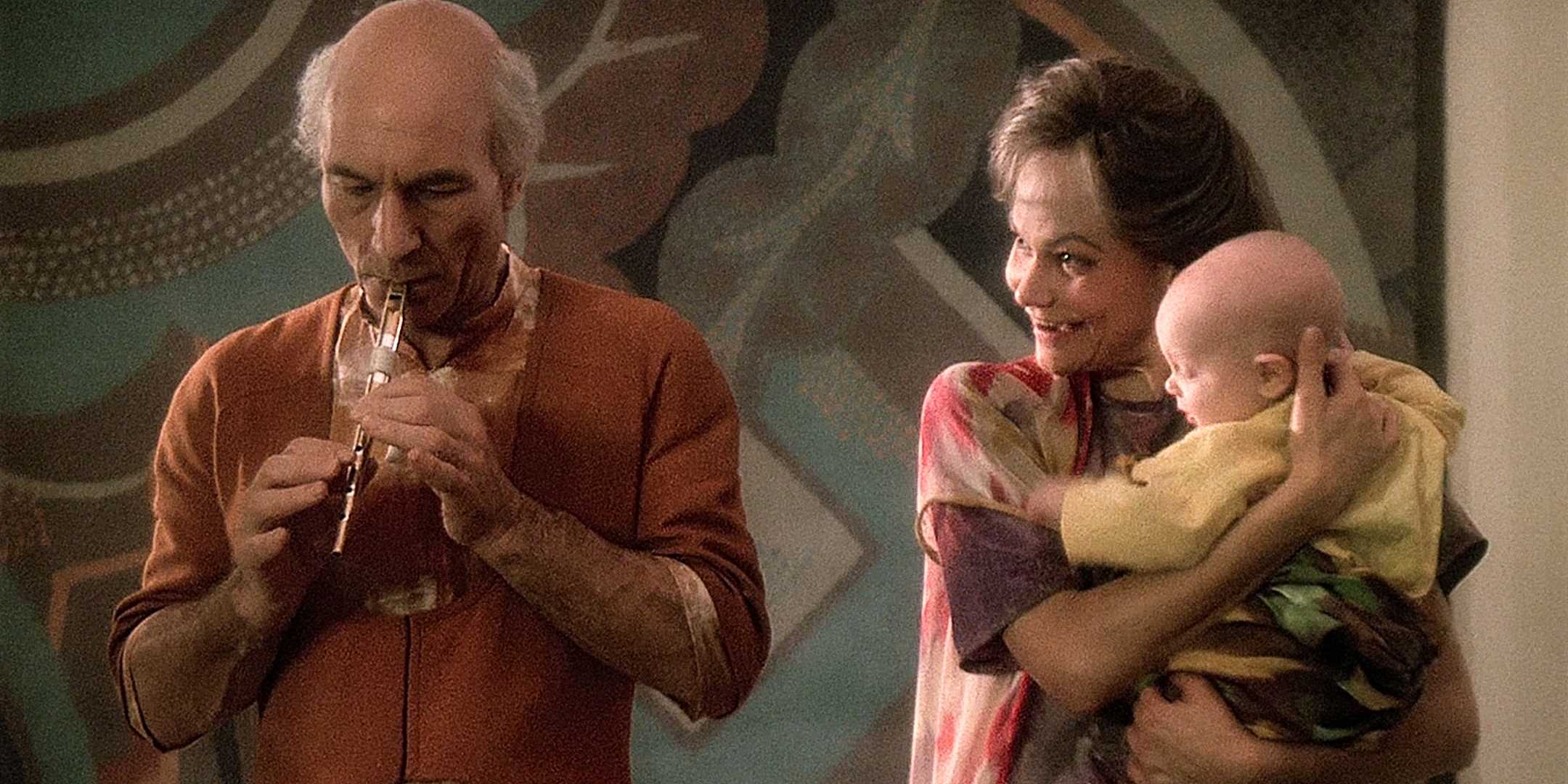 Jean Luc Picard as Elderly Kamin in Star Trek The Next Generation