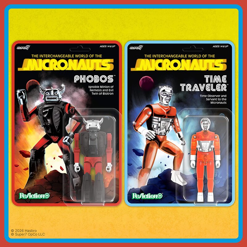 Pre-Order Alert: Super7 Micronauts ReAction+ Wave 4 Phobos & Time Traveler (Translucent Orange) Figures