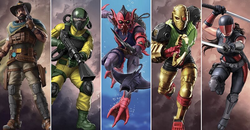 Hasbro G.I. Joe Classified Series Snake Eyes, Overkill, Sundown, Hydro-Viper and Airtight File Cards